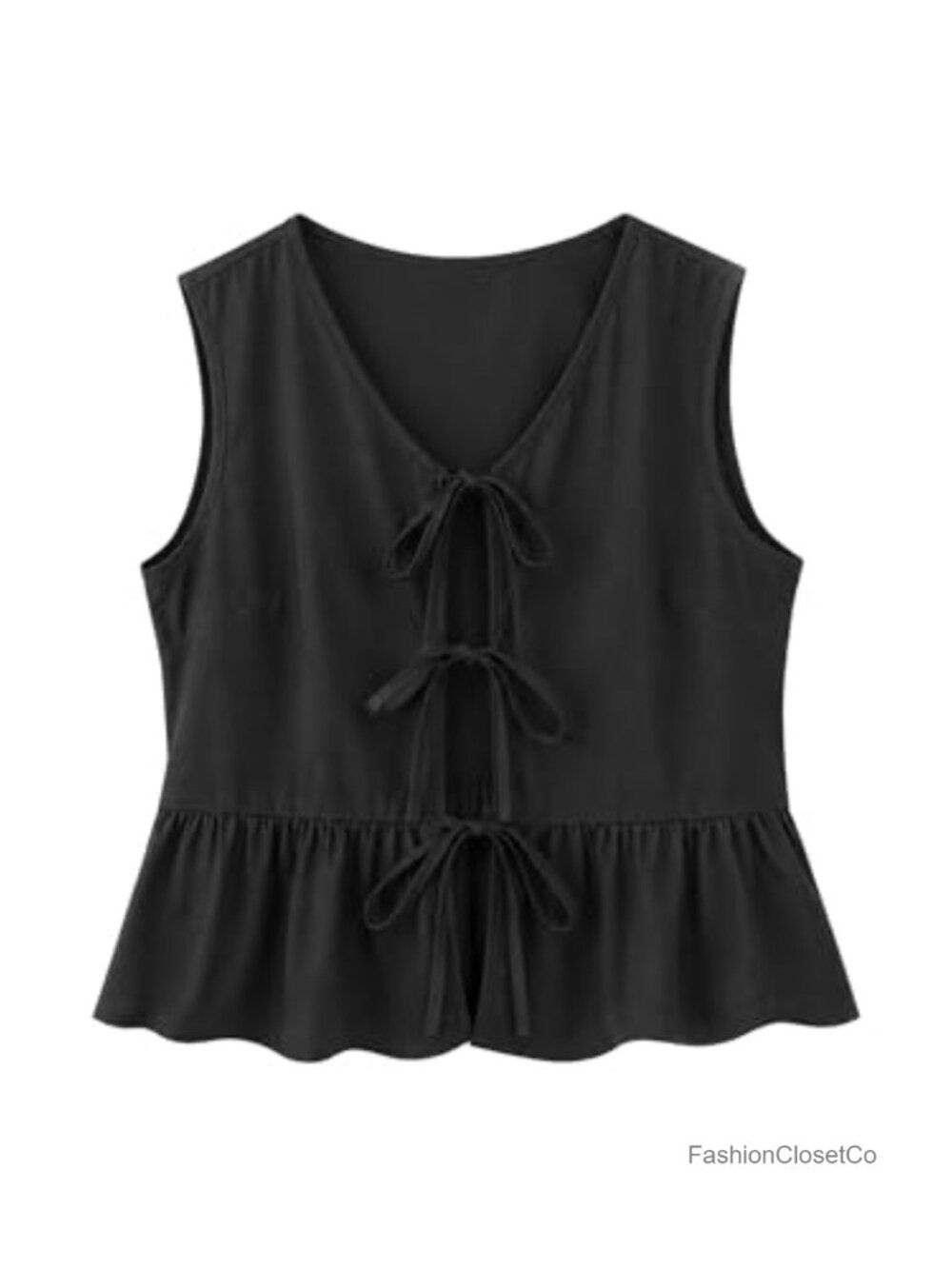 Striped Tie Front Peplum Tank Top Women Sleeveless Cotton